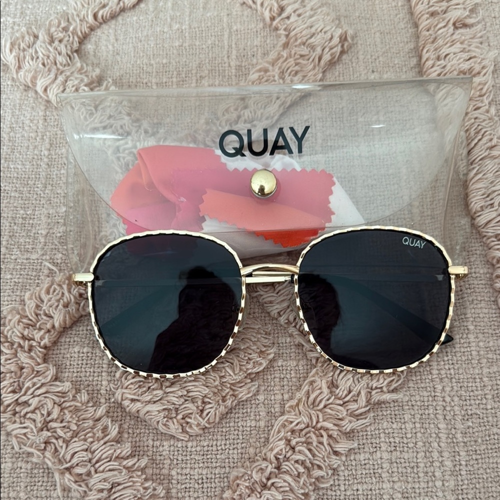 Quay Australia Gold Frame Black Lens Sunglasses